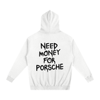 Need Money Heavyweight Cotton Hoodie White