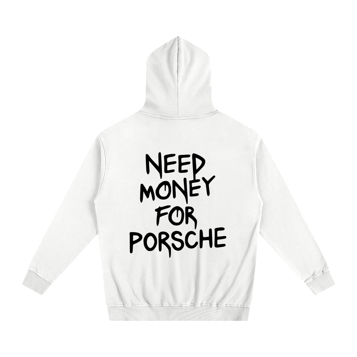 Need Money Heavyweight Cotton Hoodie White