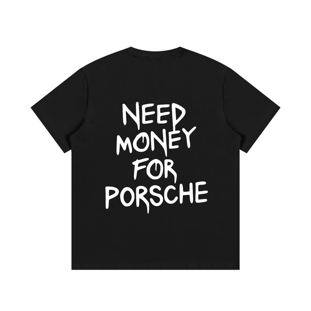 Black t-shirt with white Honda logo on a white background