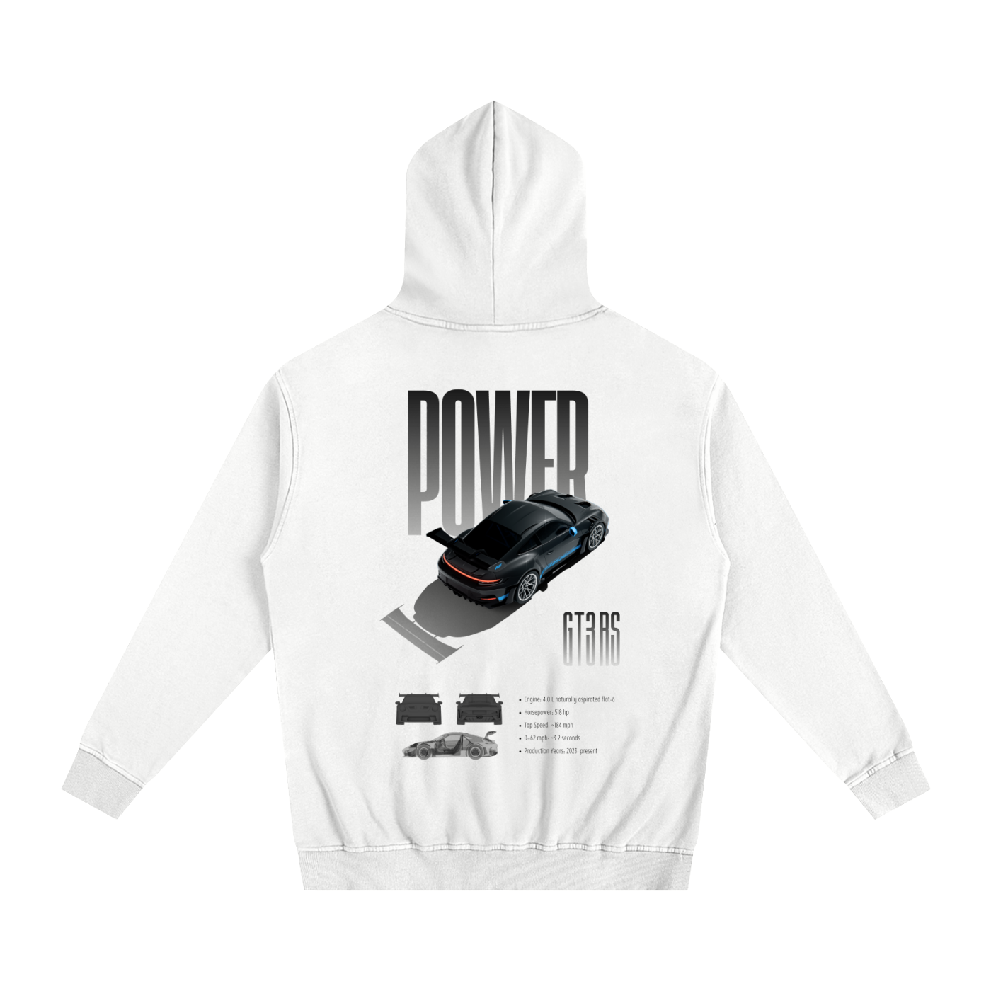 (GT3 RS) POWER Heavyweight Cotton Hoodie White