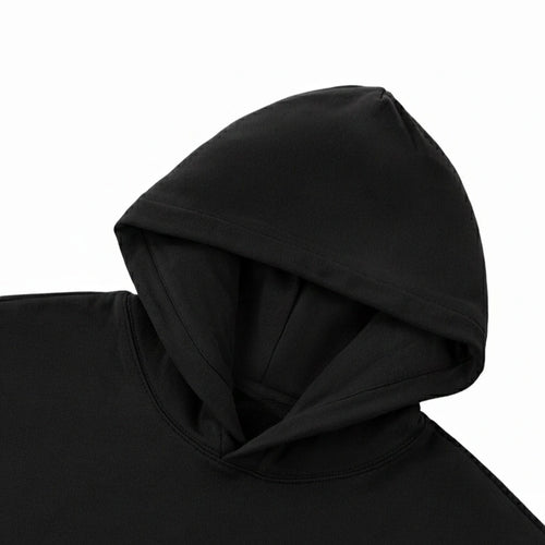 Black hoodie with a hood on a white background
