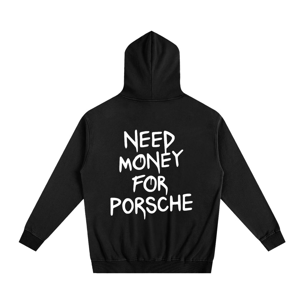 Need Money Heavyweight Cotton Hoodie Black