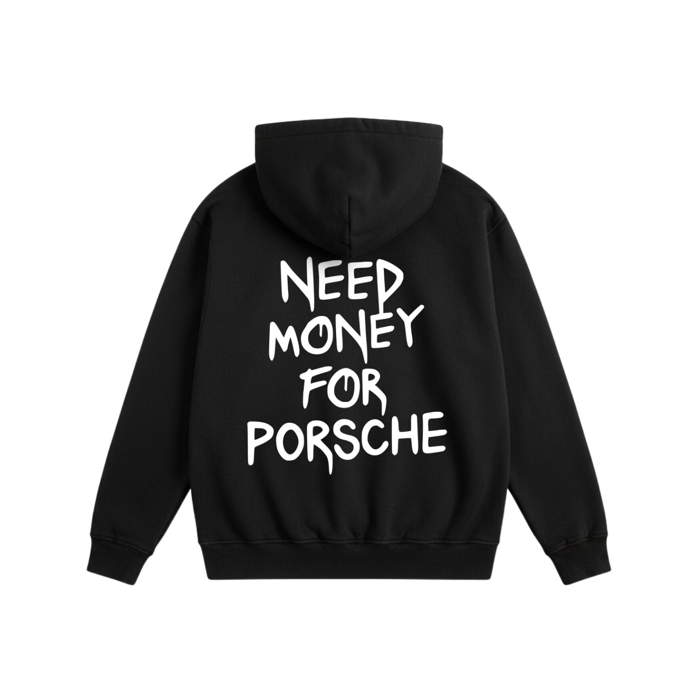 Need Money Heavyweight Cotton Hoodie Black