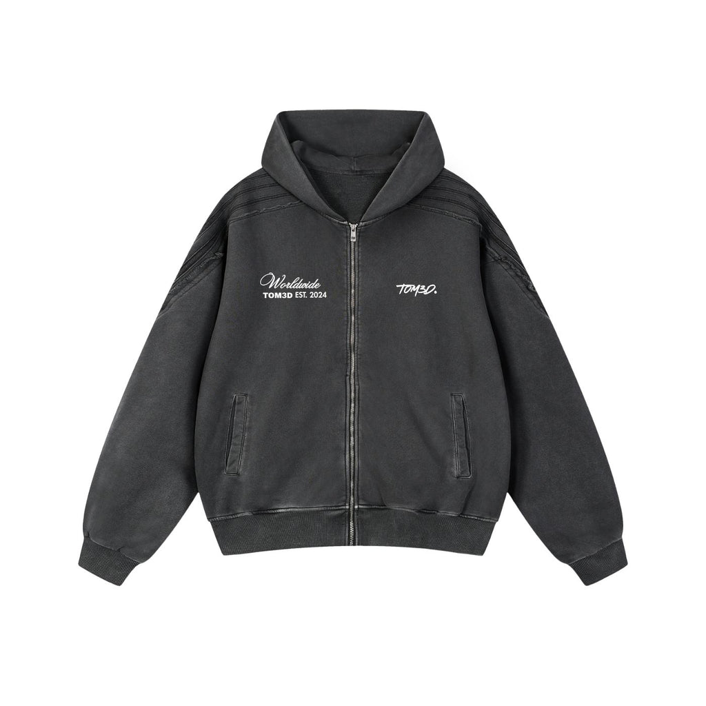 Celectial Grace Raw Edge Zip Hoodie