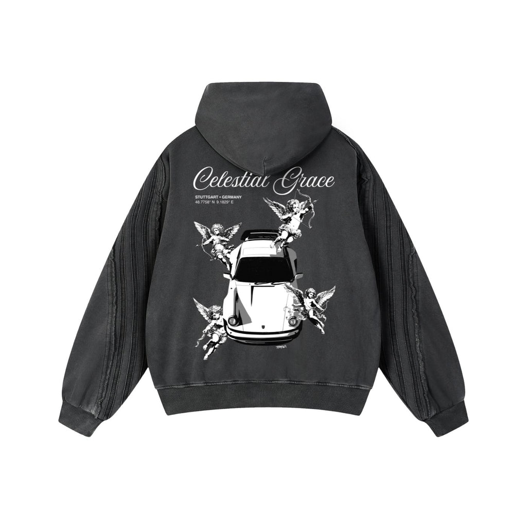 Celectial Grace Raw Edge Zip Hoodie