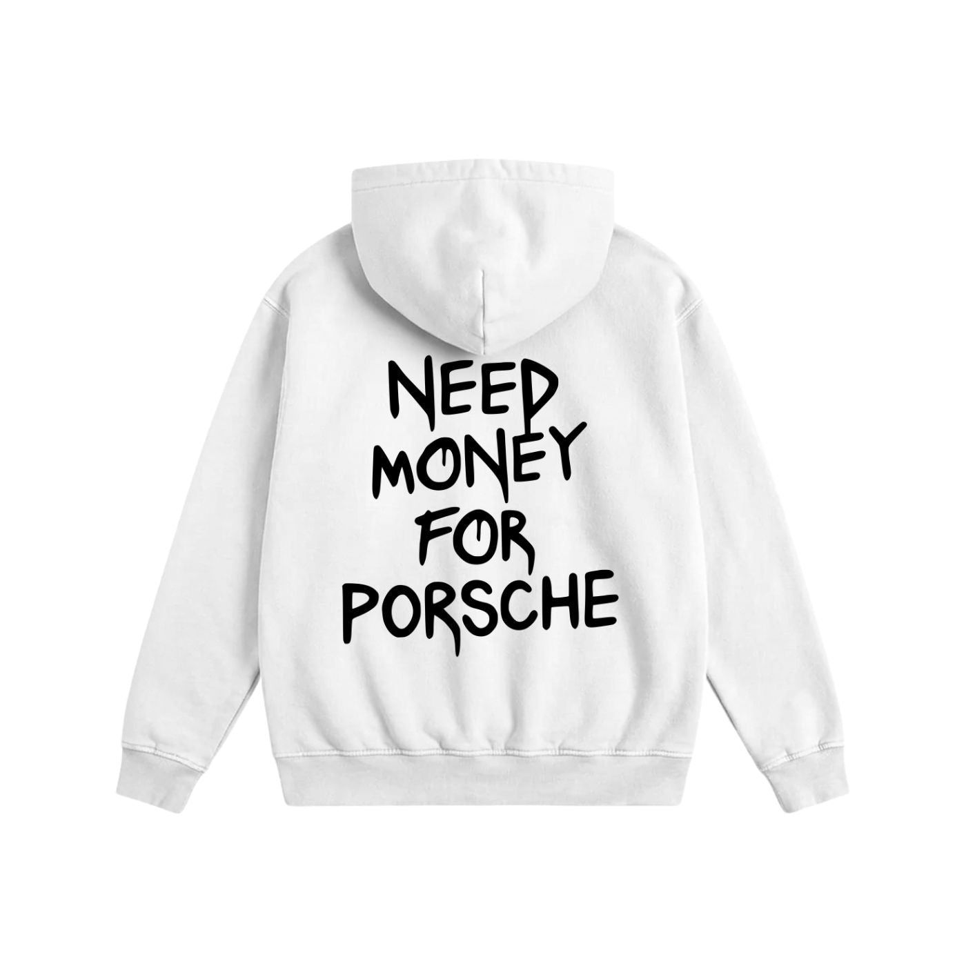 Need Money Heavyweight Cotton Hoodie White