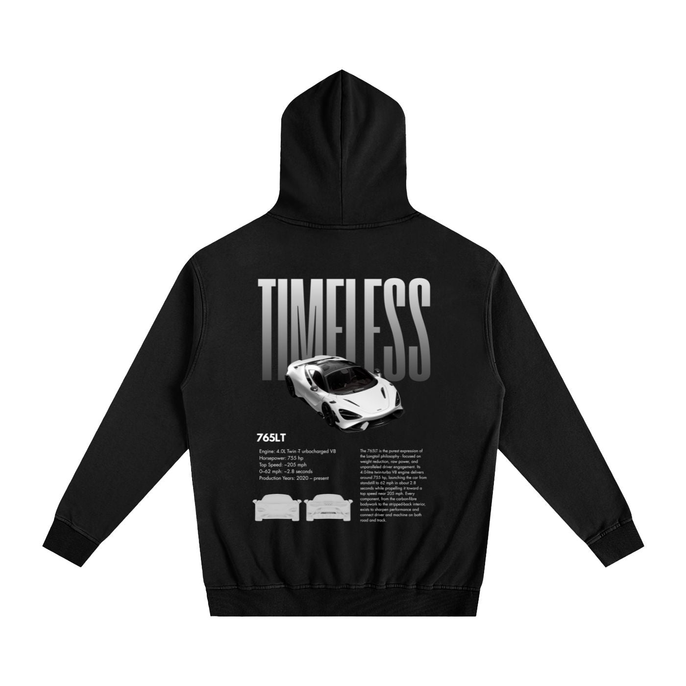(765LT) TIMELESS Heavyweight Cotton Hoodie Black