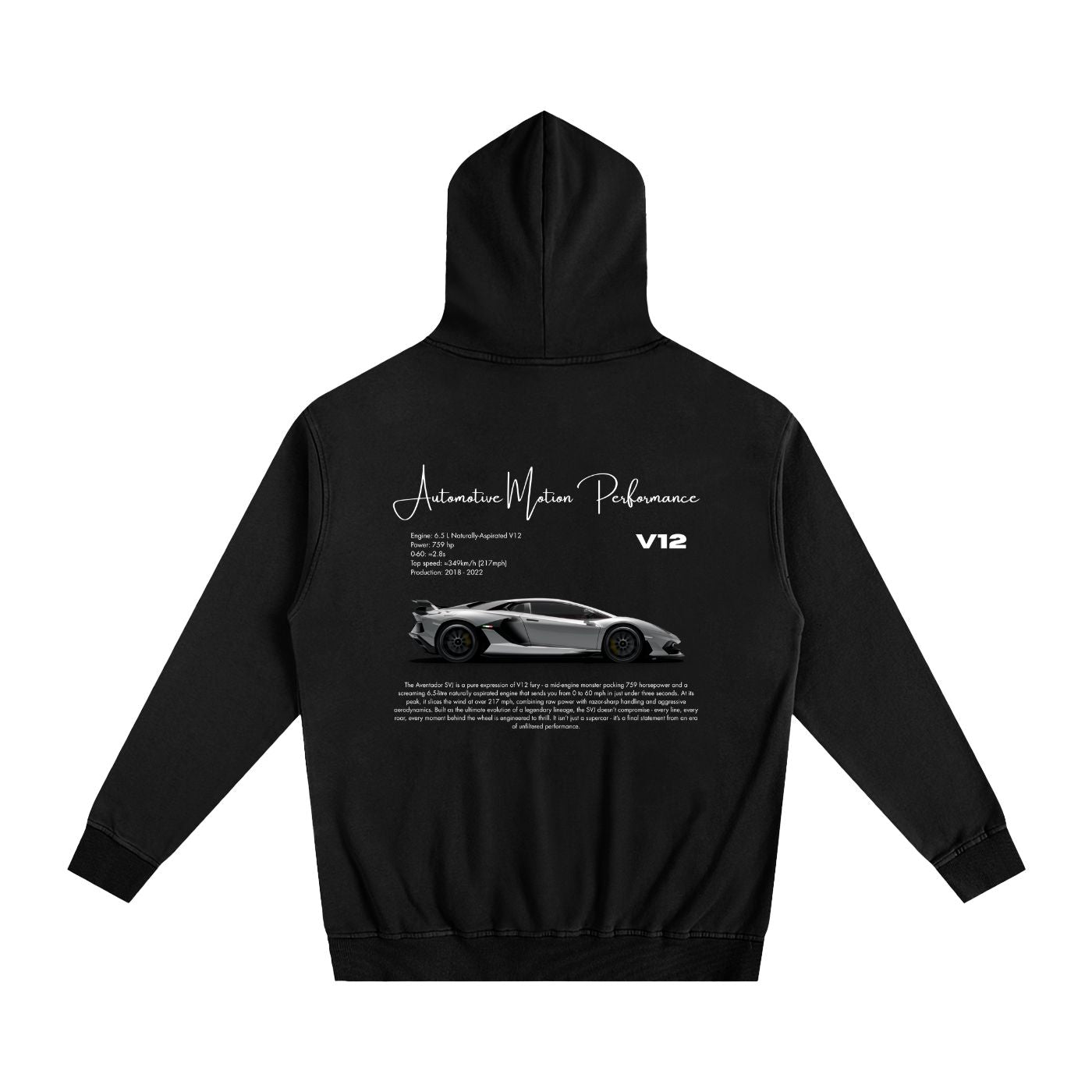 (SVJ) Automotive Motion Performance Heavyweight Cotton Hoodie Black