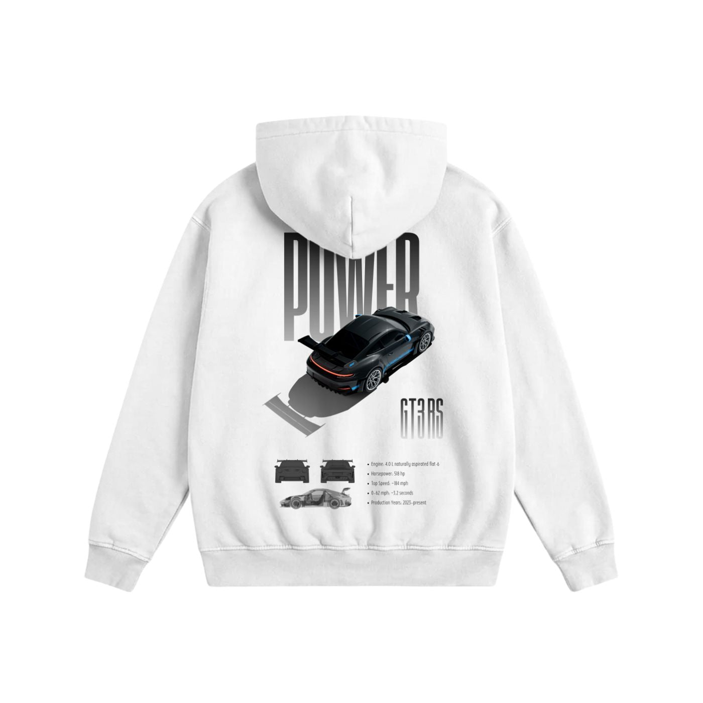 (GT3 RS) POWER Heavyweight Cotton Hoodie White