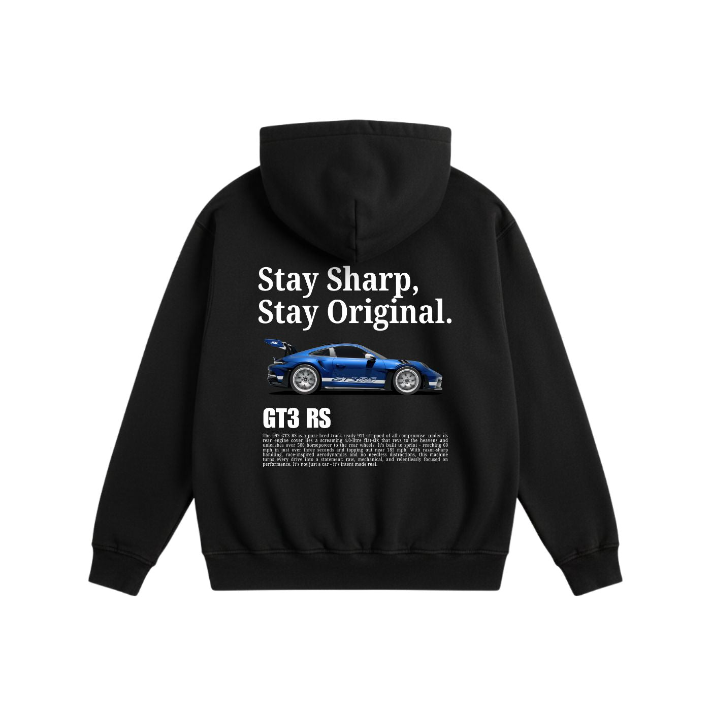 (GT3 RS) stay sharp, stay original Heavyweight Cotton Hoodie Black