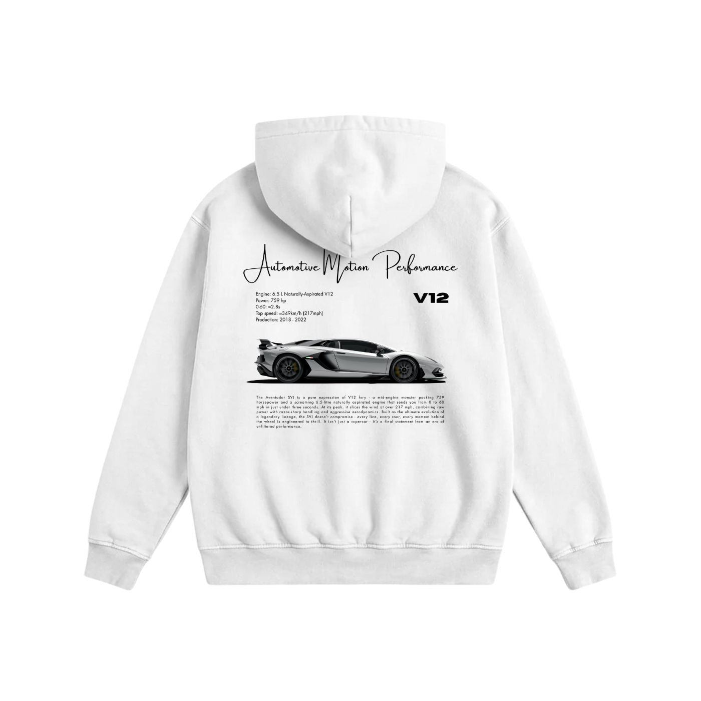 (SVJ) Automotive Motion Performance Heavyweight Cotton Hoodie White