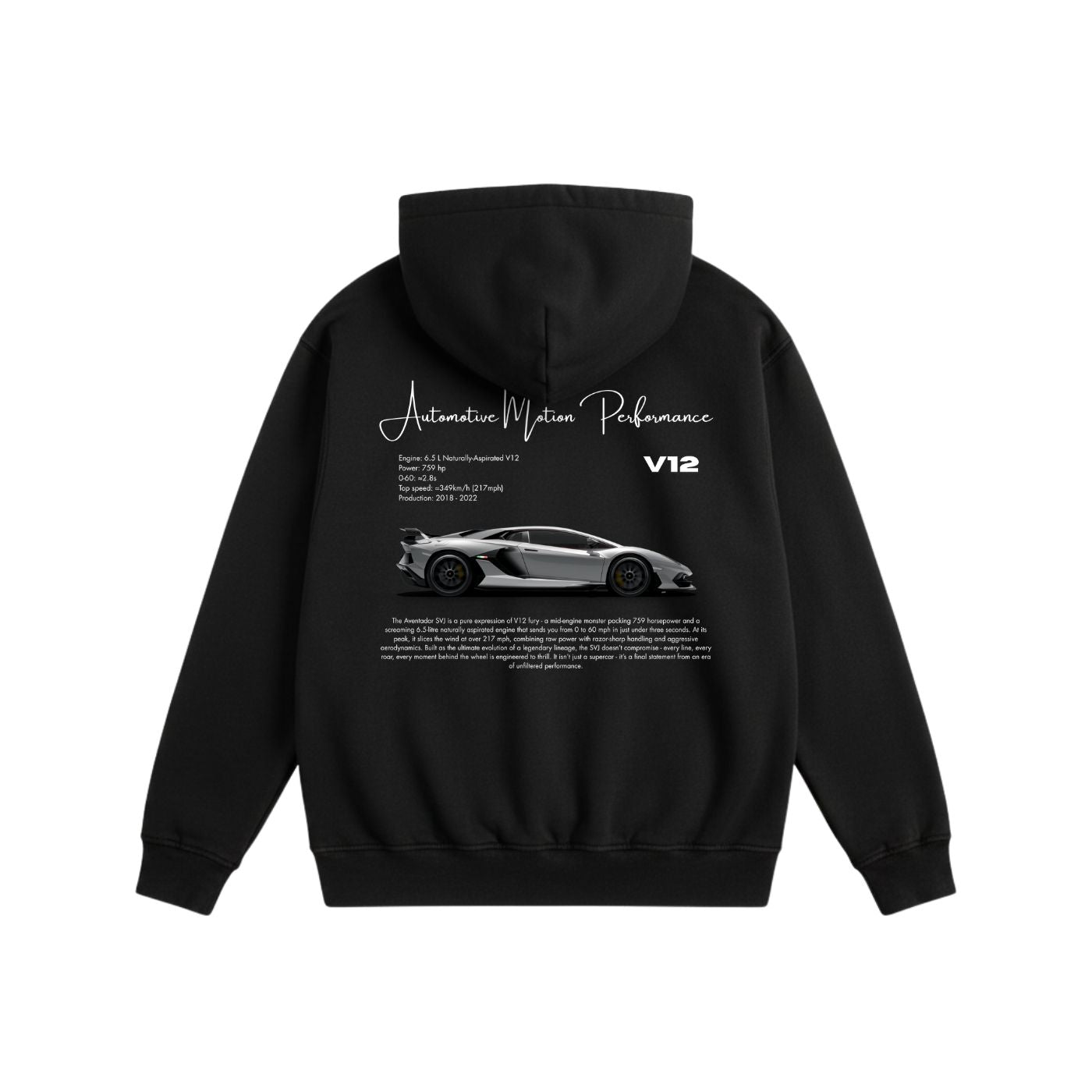 (SVJ) Automotive Motion Performance Heavyweight Cotton Hoodie Black