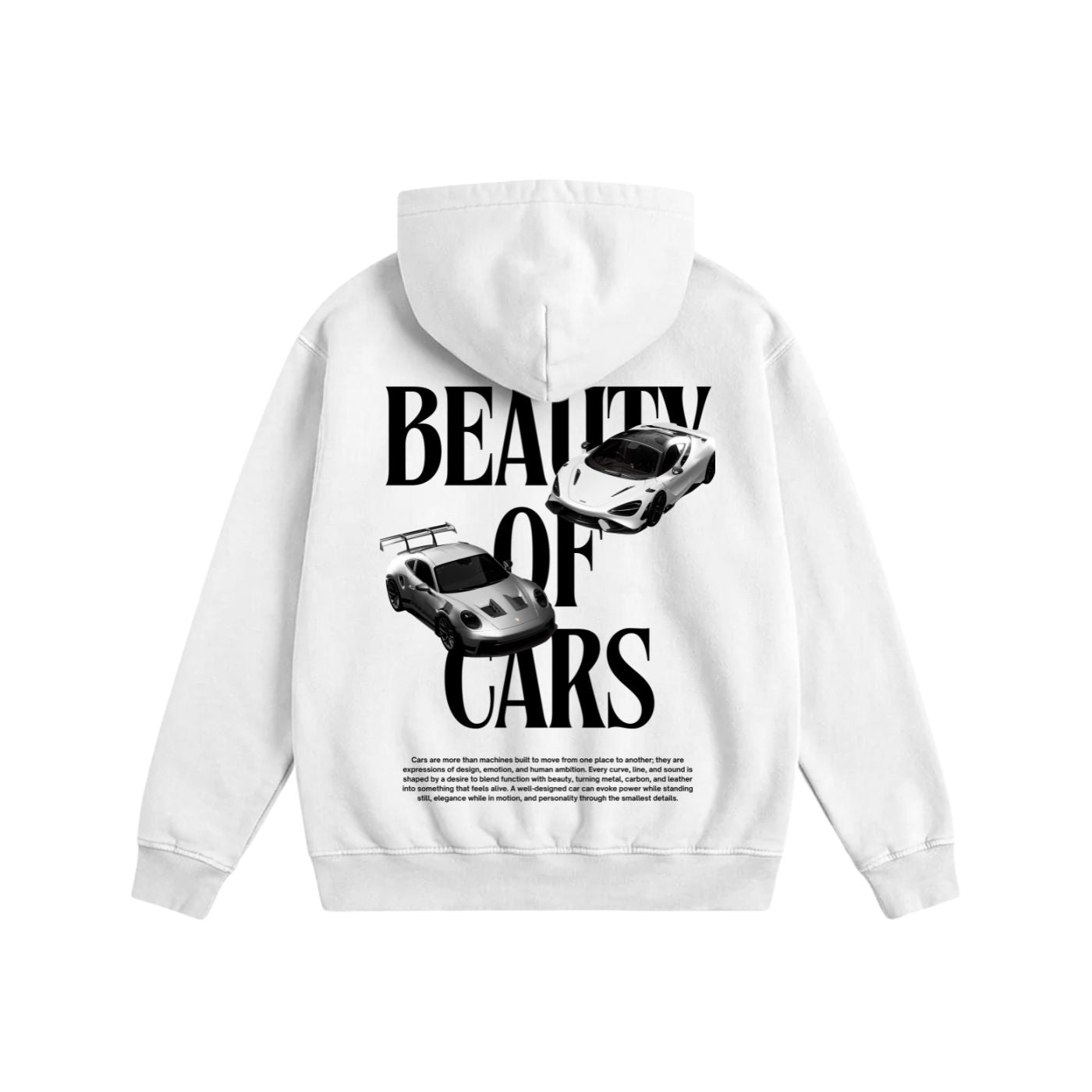 Beauty of Cars Heavyweight Cotton Hoodie White