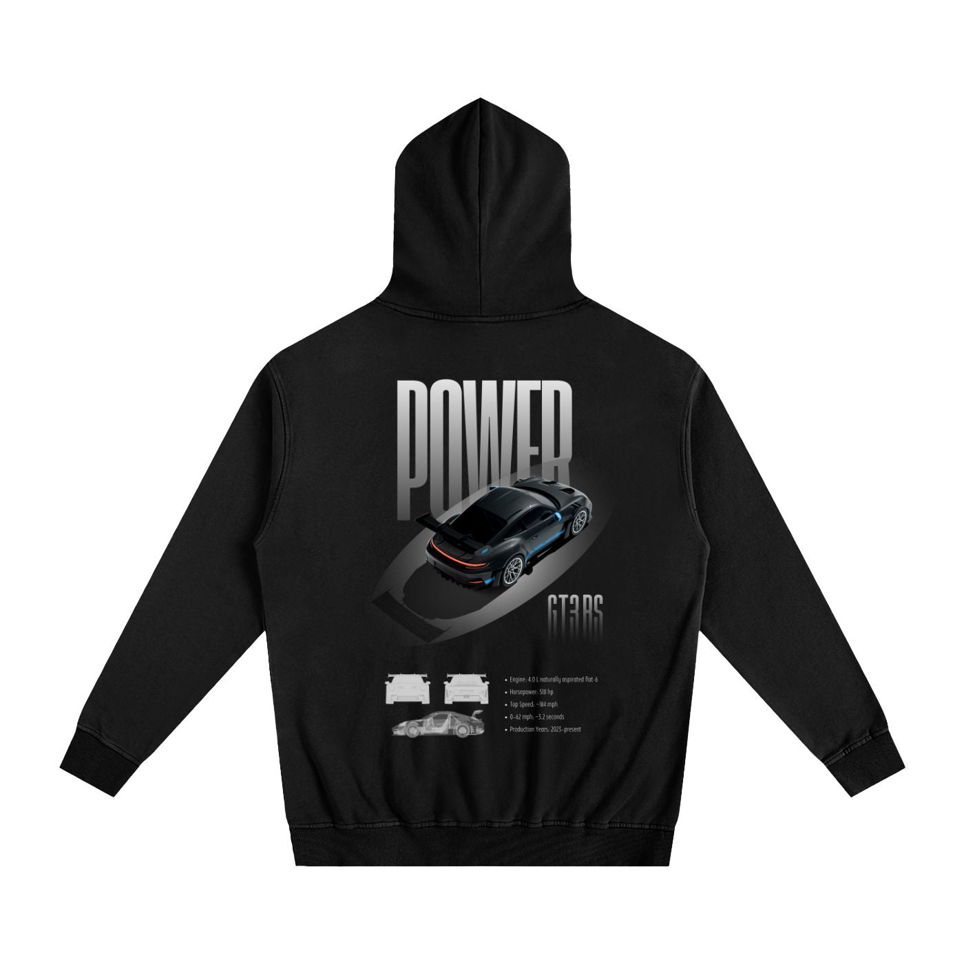 (GT3 RS) POWER Heavyweight Cotton Hoodie Black
