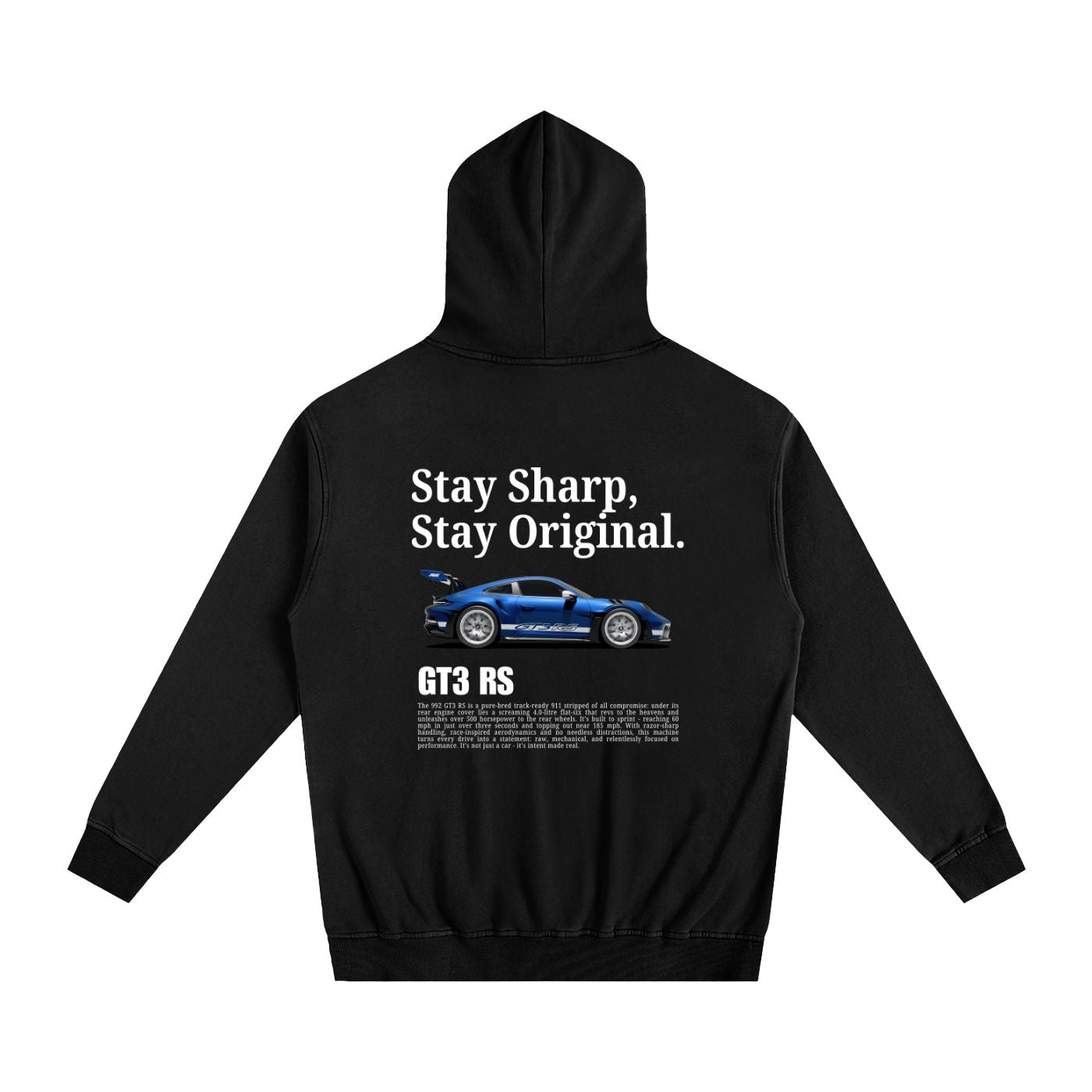 (GT3 RS) stay sharp, stay original Heavyweight Cotton Hoodie Black