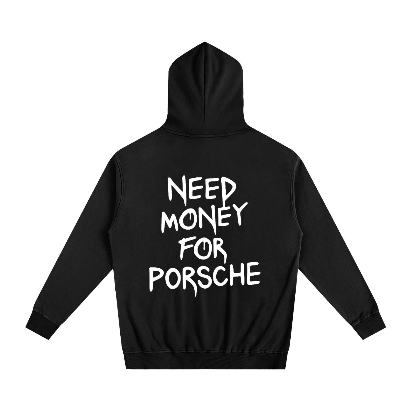 Need Money Heavyweight Cotton Hoodie Black