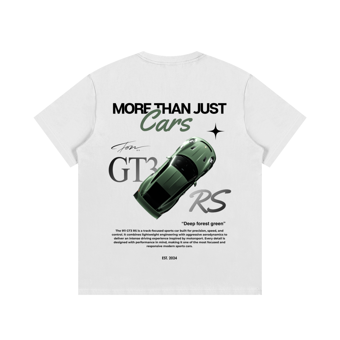 White Tee Gt 3, racing car apparel rs, cotton