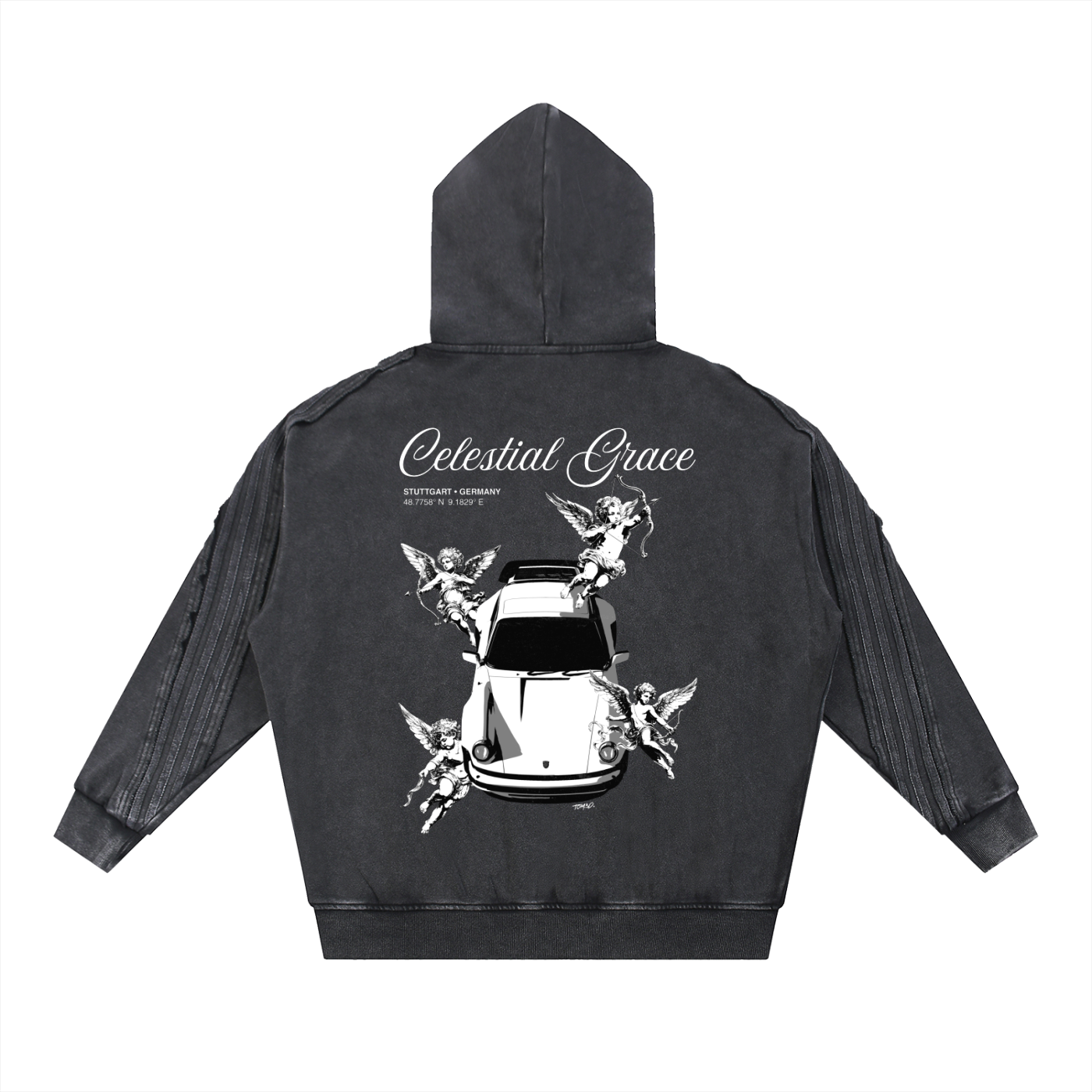 Celectial Grace Raw Edge Zip Hoodie