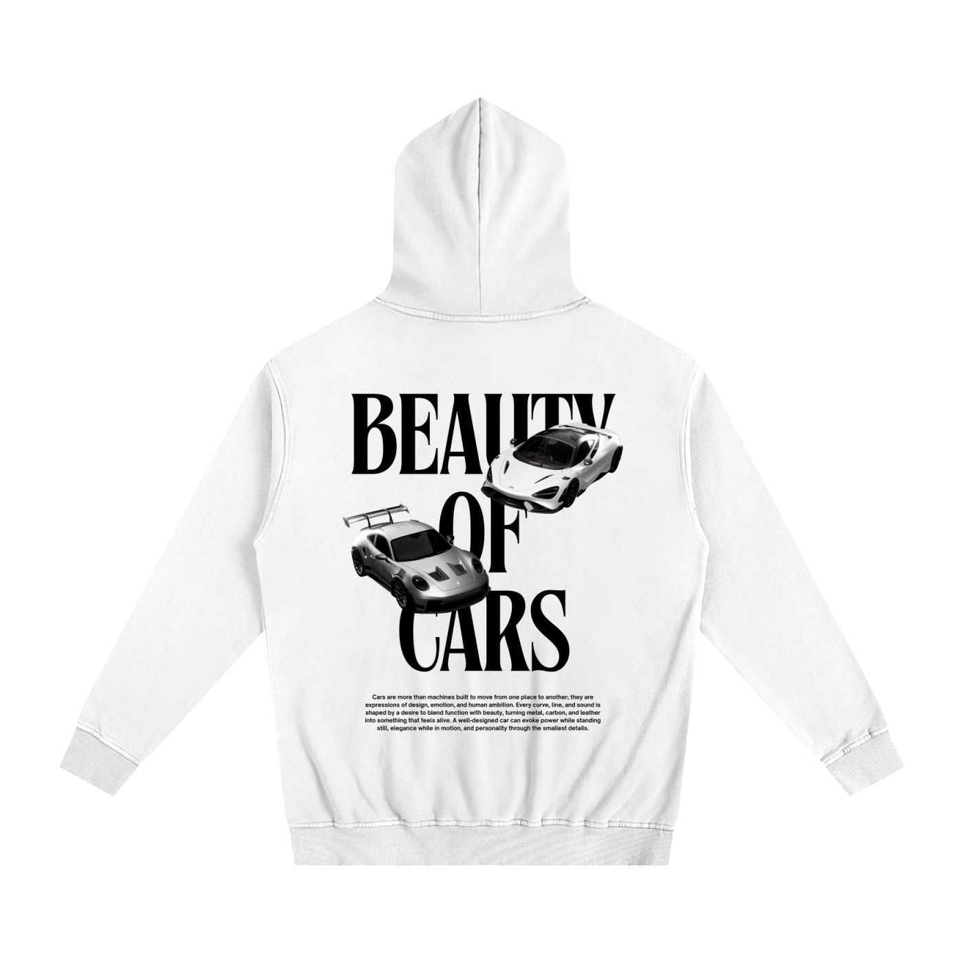 Beauty of Cars Heavyweight Cotton Hoodie White