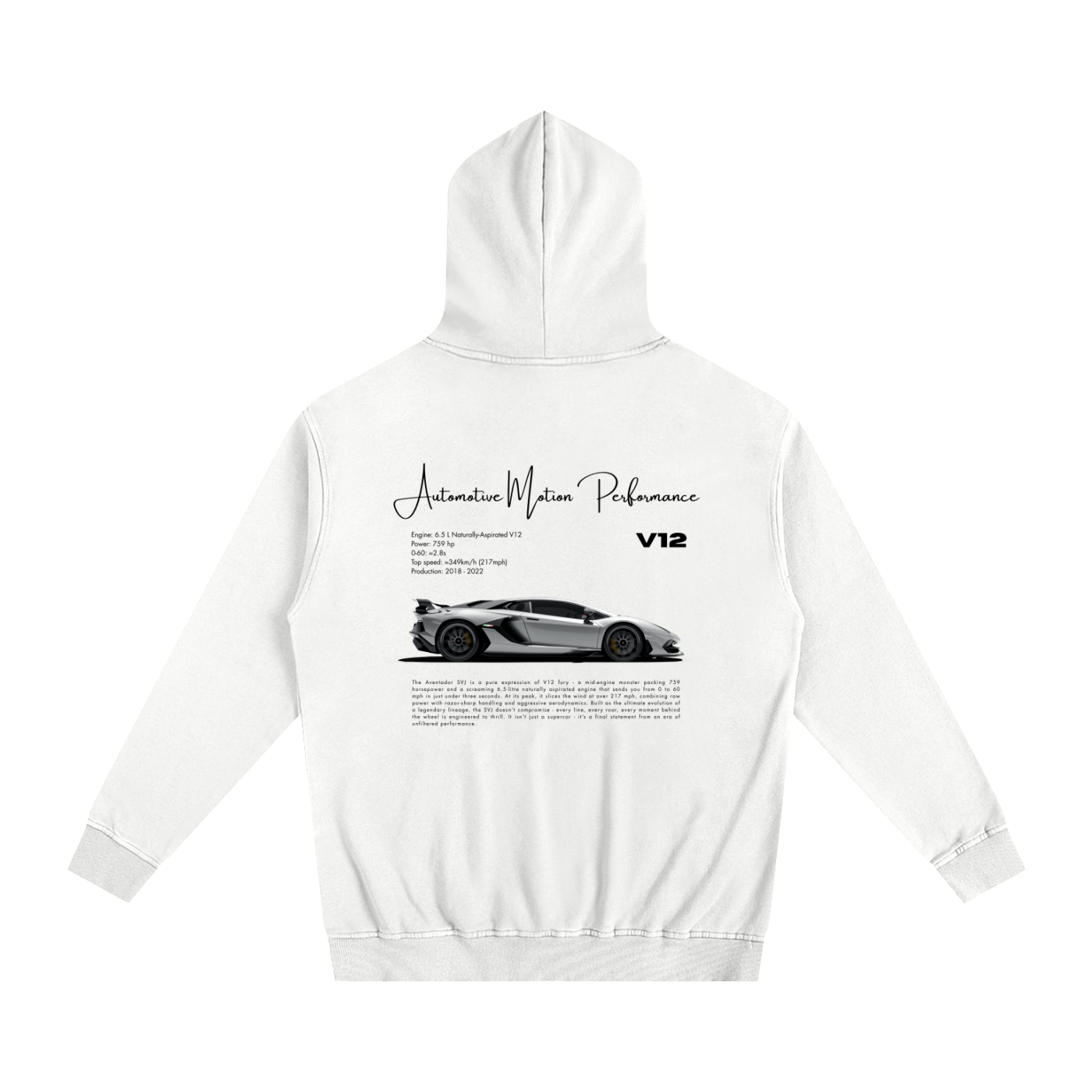 (SVJ) Automotive Motion Performance Heavyweight Cotton Hoodie White