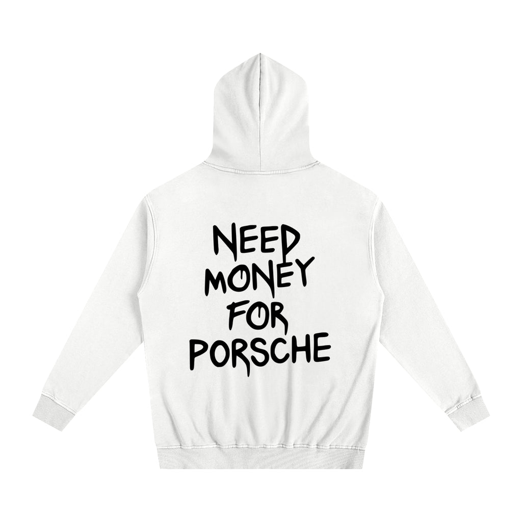 Need Money Heavyweight Cotton Hoodie White