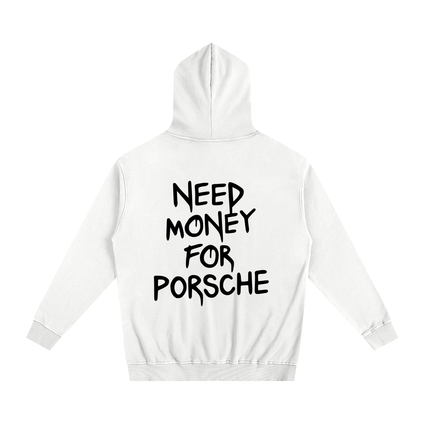 Need Money Heavyweight Cotton Hoodie White